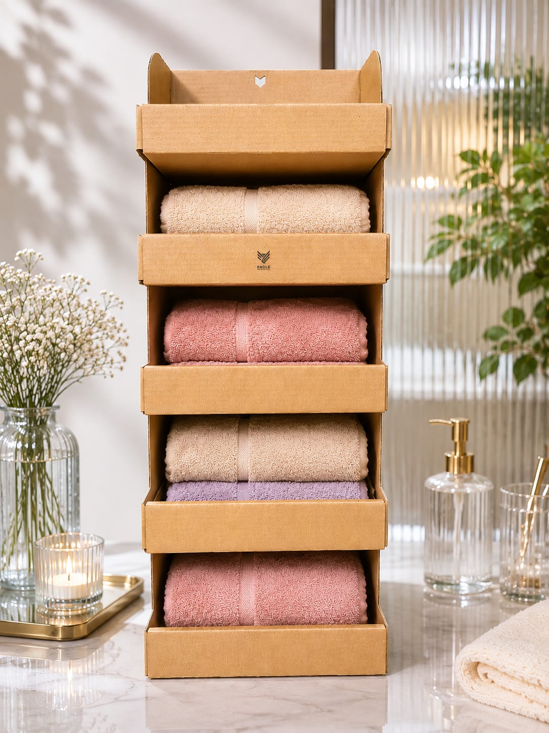 Stackable Towel Display Cartons by Eagle Print Care