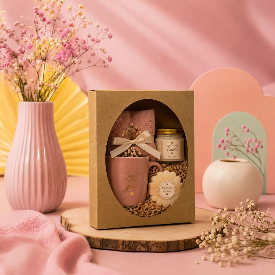 Kraft oval-window gift box for product presentation
